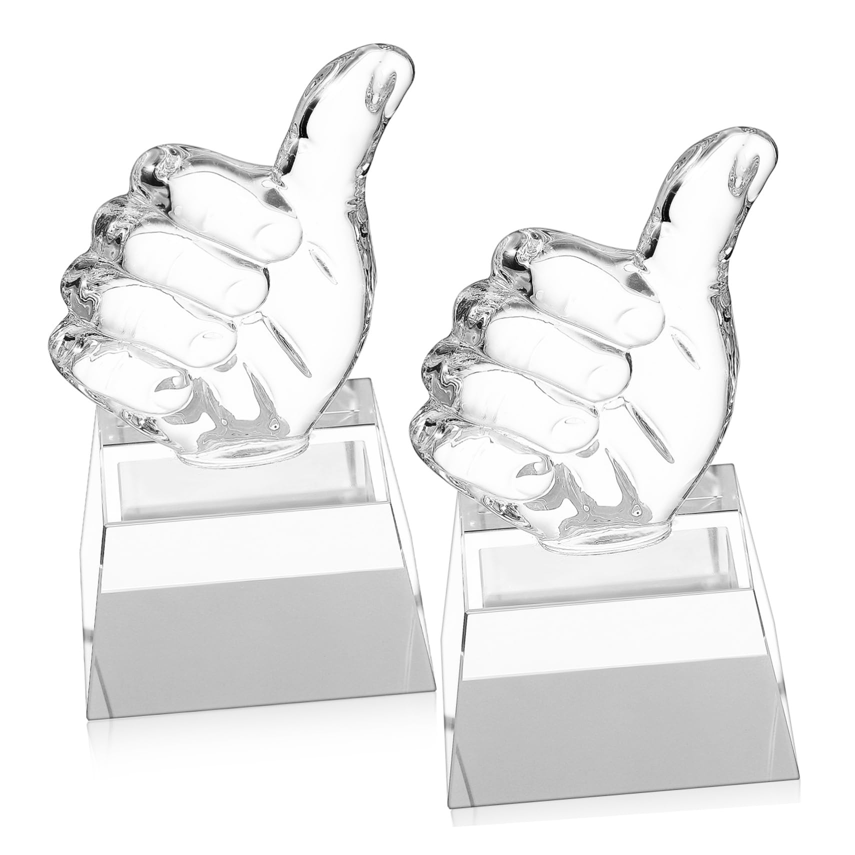 2 Stück Kristall Trophäe Daumen Hoch mit Lichtbrechungseffekt Dekoratives Trophäenmodell für Sommerstimmung Siegerpokal und Klassenzimmer Auszeichnungstrophäe
