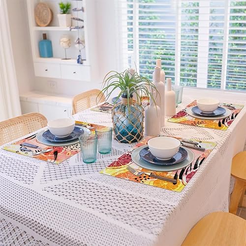 Miniatura 8 de Juego de 4 manteles individuales para decoración de plantas de limón, lavables, impermeables, para fiestas, hogar, comedor, decoración de mesa de 18