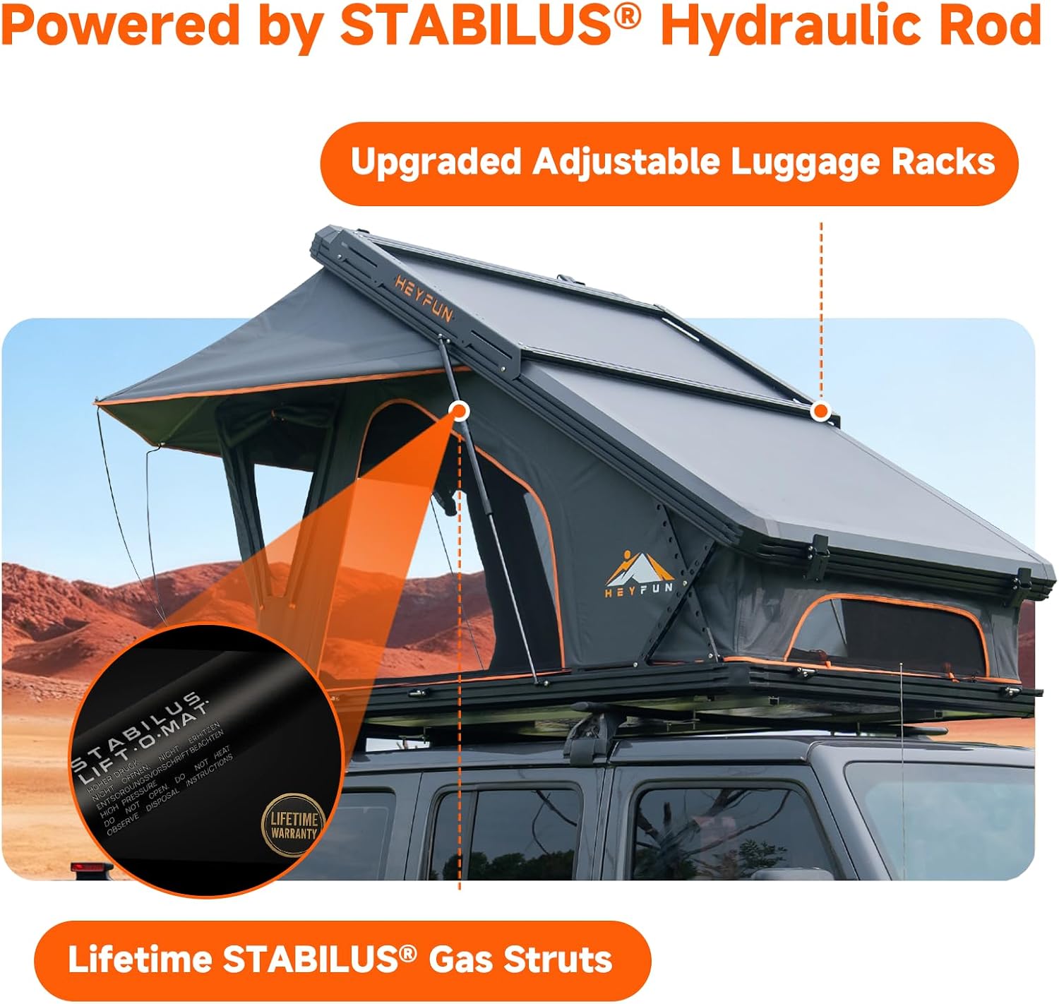 Innovator Pro 3-in-1 Elevated Rooftop Tent Hard Shell with Skyview Window, Regular&TPU Rain Flies, USB Outlet, Luggage Racks&Full Circle LED Strip, Aluminum Pop Up Roof Top Tent for Truck Jeep SUV