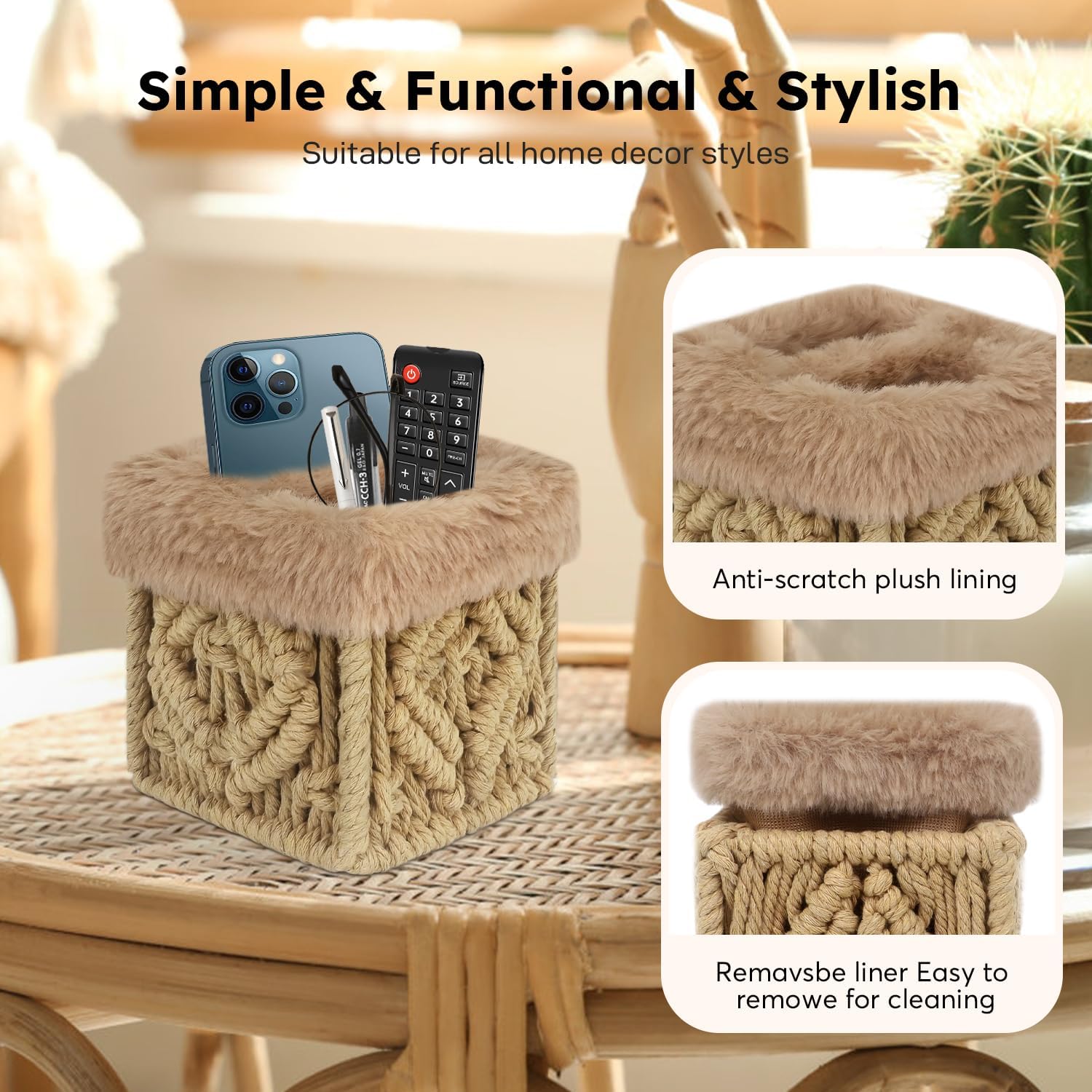 2 in 1 Glasses Holder Stand, Anti-scratch Plush Lined Eyeglass Holder Stand, Eye-glass Storage Organizer Case for Nightstand, Office Desk, Table, Brown - Image 2