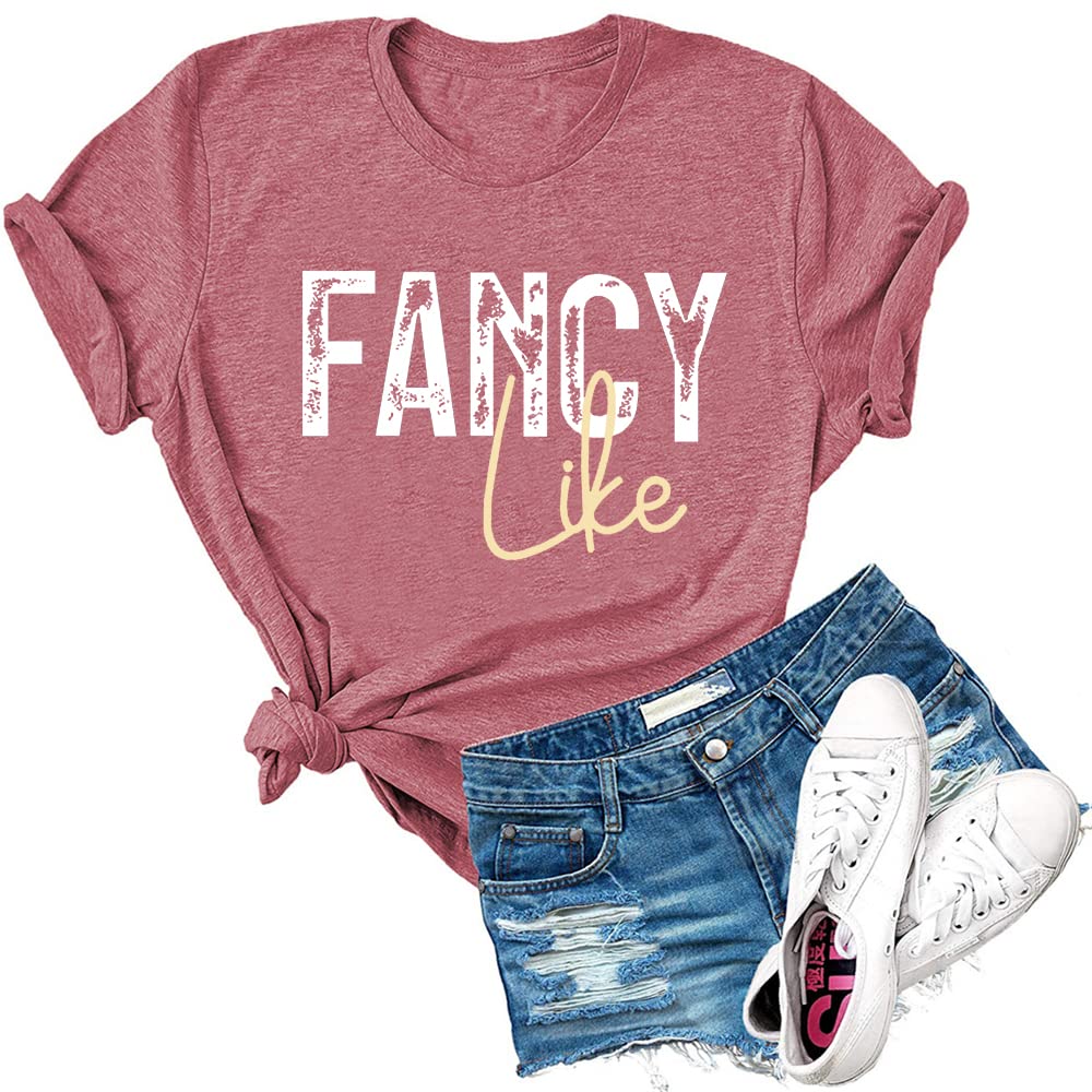 DauocieWomens Fancy Like Letter Print T Shirt Novelty Casual Country Music Graphic Tees Tops