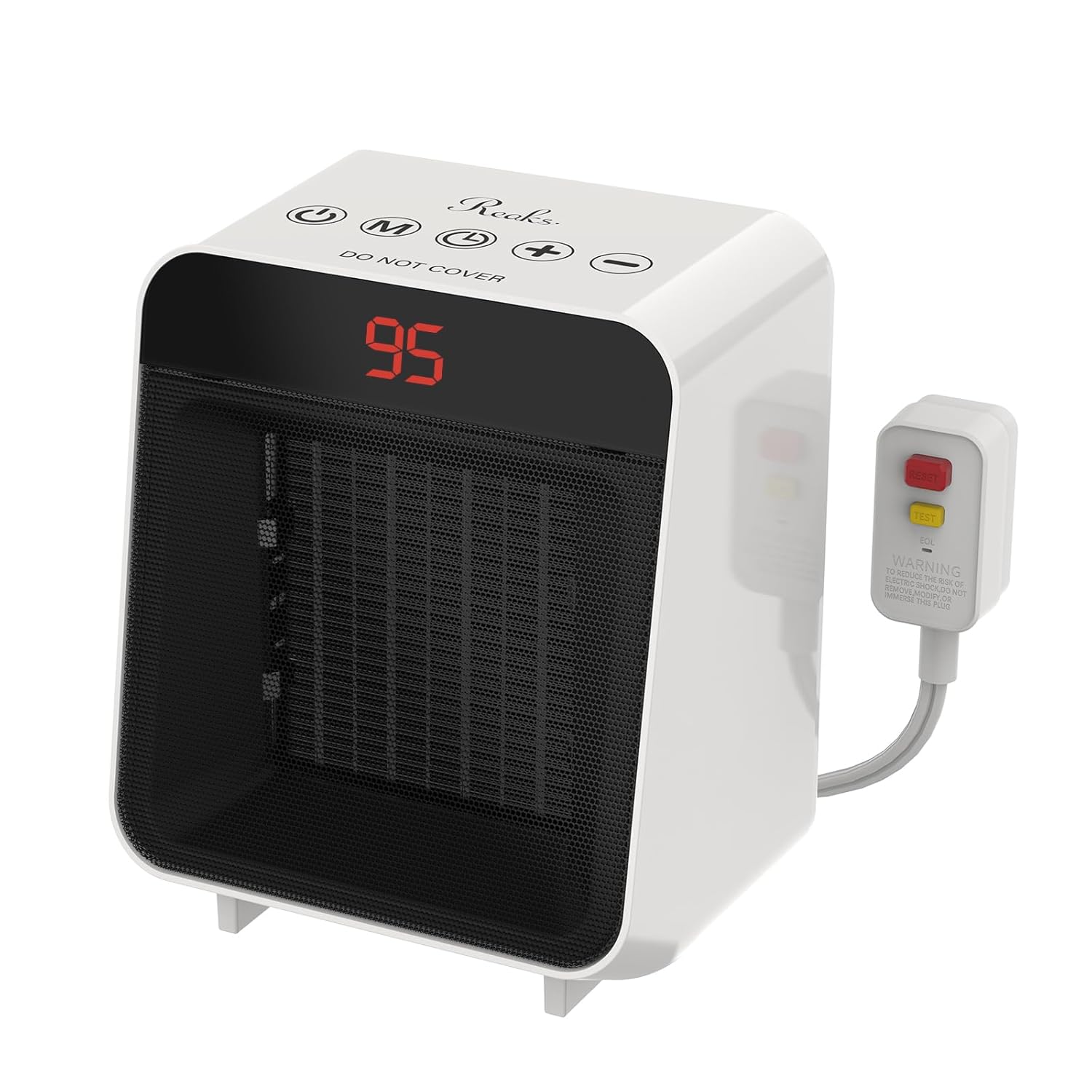 Reaks PTC Ceramic Space Heater with ALCI Safety Plug for Bathroom and Indoor Use 1500W Electric Heater with