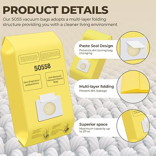 Miniatura 5 de Bolsas de repuesto para aspiradora Kenmore tipo C/Q 5055, 50555, 50557, 50558, 200 Series, 400 Series, 600 Series, 700 Series, 800 Series y