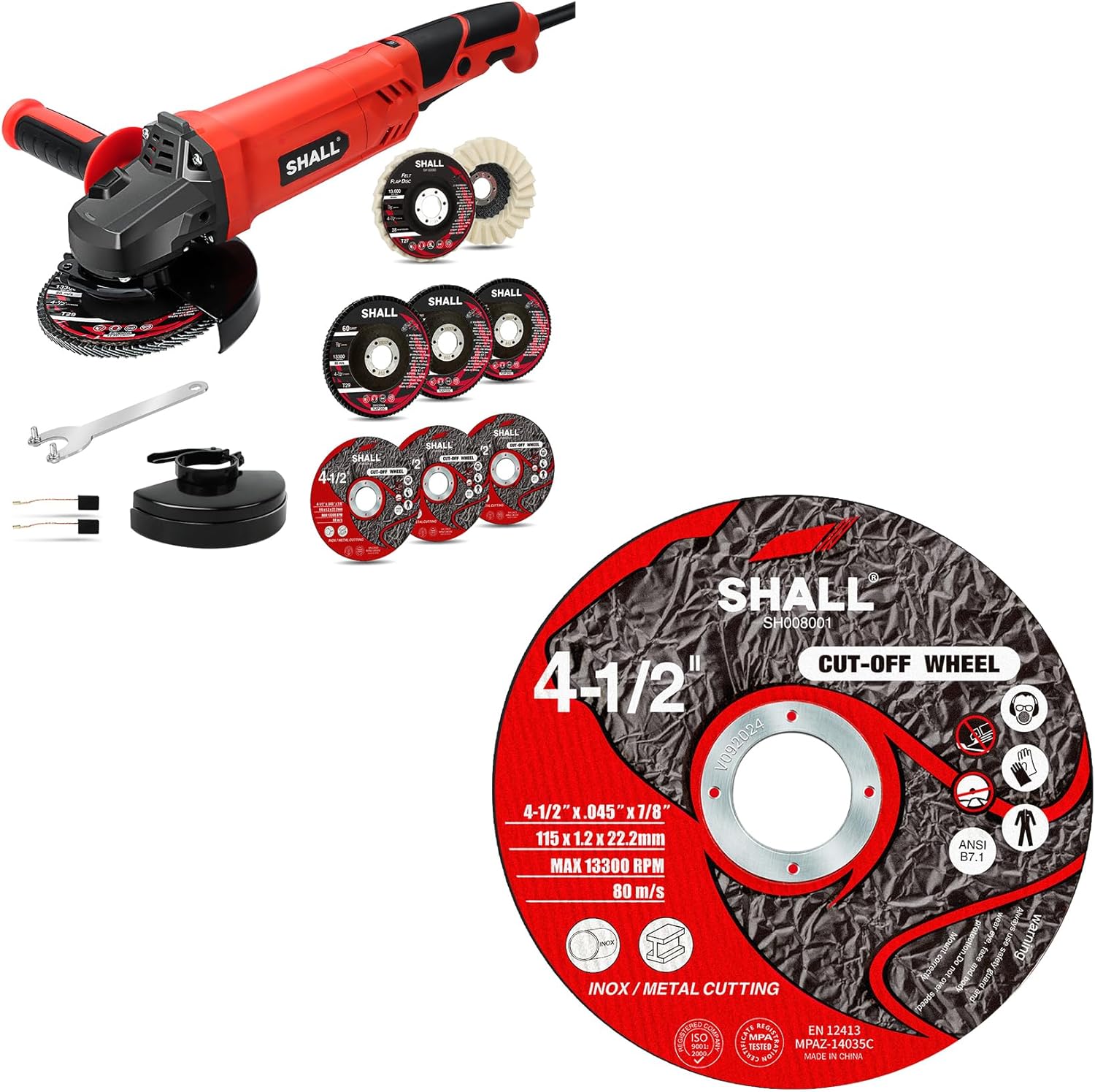 SHALL Angle Grinder & 25-Pack Cut Off Wheels Set