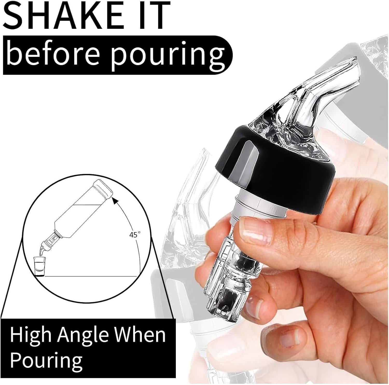 Compatible for 4 Different Measured Bottle Pourer Spouts Liquor Pourers Shot Spirit Driinks Wine Cocktail(2PCS Per Size)