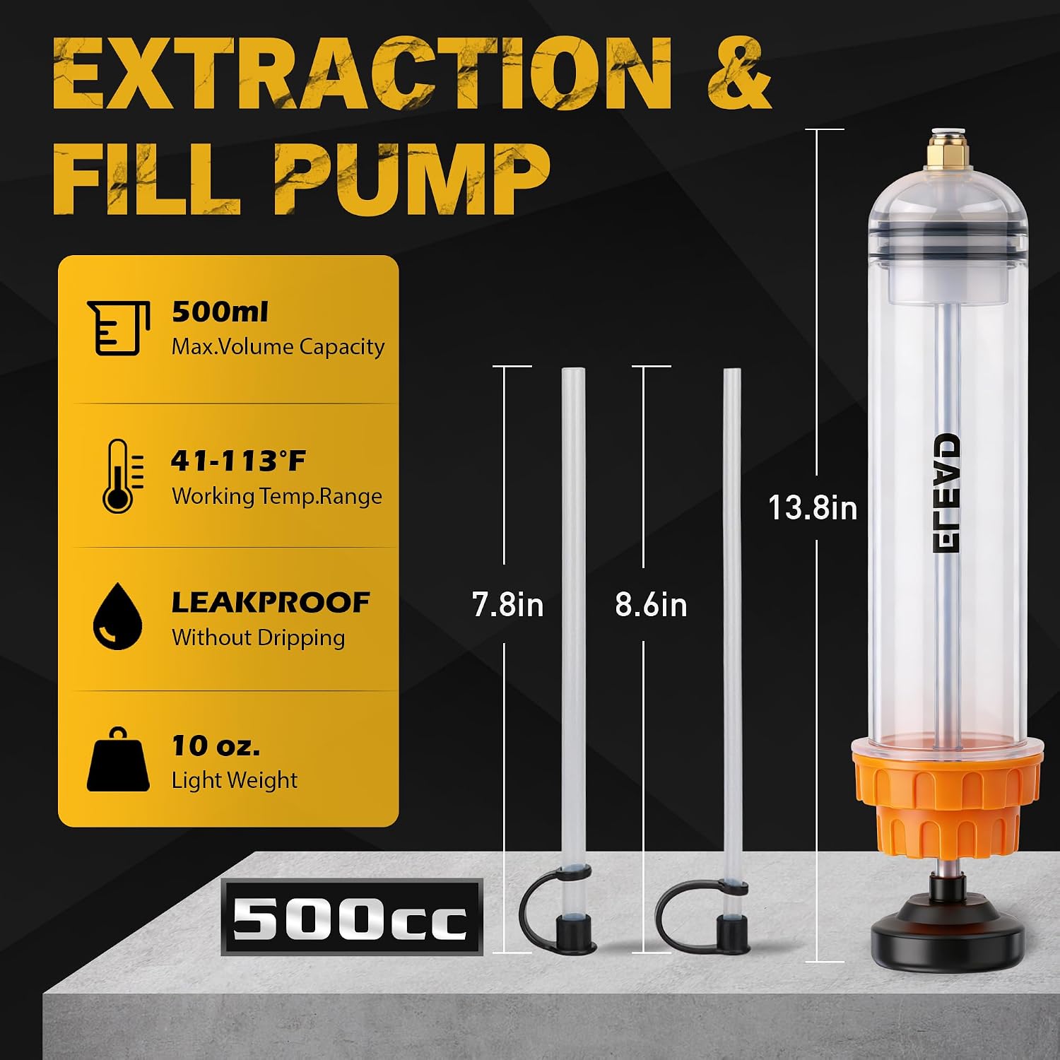 ELEAD 500cc Oil Fluid Extractor Pump, Multi-Purpose Oil Syringe, Fluid Syringe Extractor, photo 3
