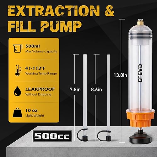 Miniatura 3 de ELEAD Bomba extractora de líquido de aceite de 500 cc, jeringa de aceite multiusos, extractor de jeringa fluida, transferencia de combustible al