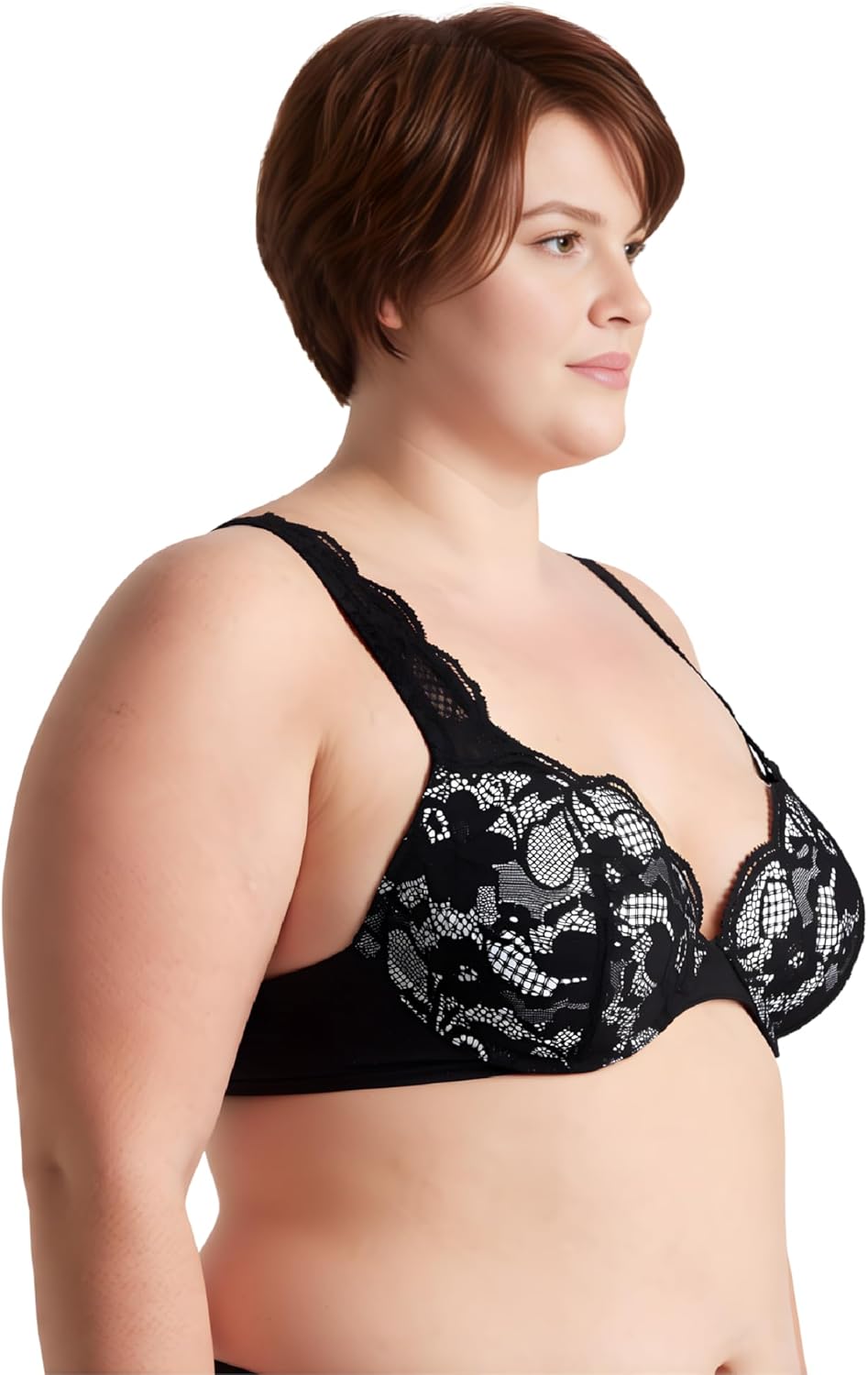 Curve Muse Women's Plus Size Add 1 and a Half Cup Push Up Convertible Lace Bras - Image 2