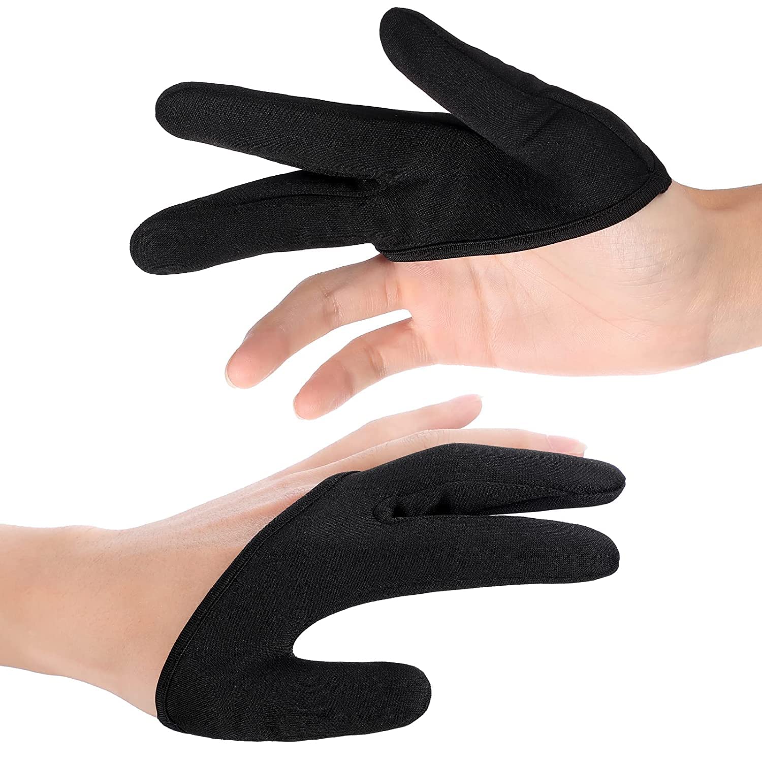 SYOSI 3 Finger Heat Resistant Gloves, 2 Pieces, Black, Approx. 16 x 6 cm/ 6.3 x 2.36 Inches, For Barbers & Hair Stylists