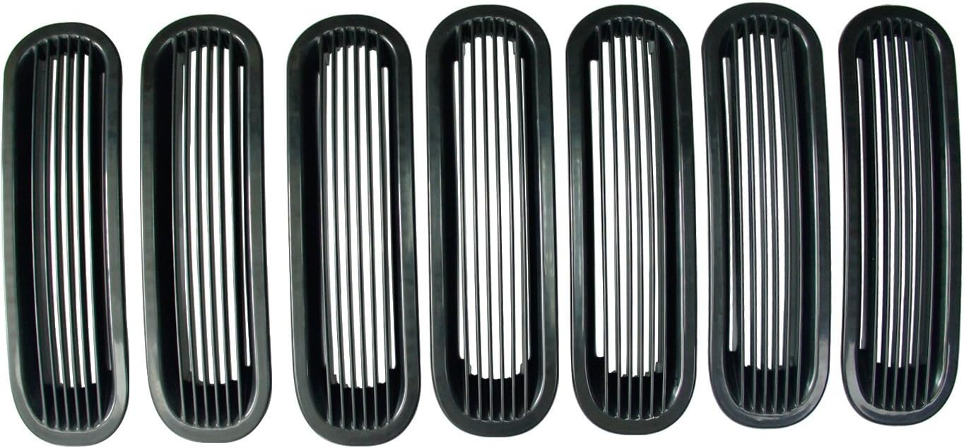 Bentolin 7 PCS New Cool Bar Style Black Trim Front Grill Grille Mesh Insert Cover Frame Compatible for 2007-2016 JK Wrangler