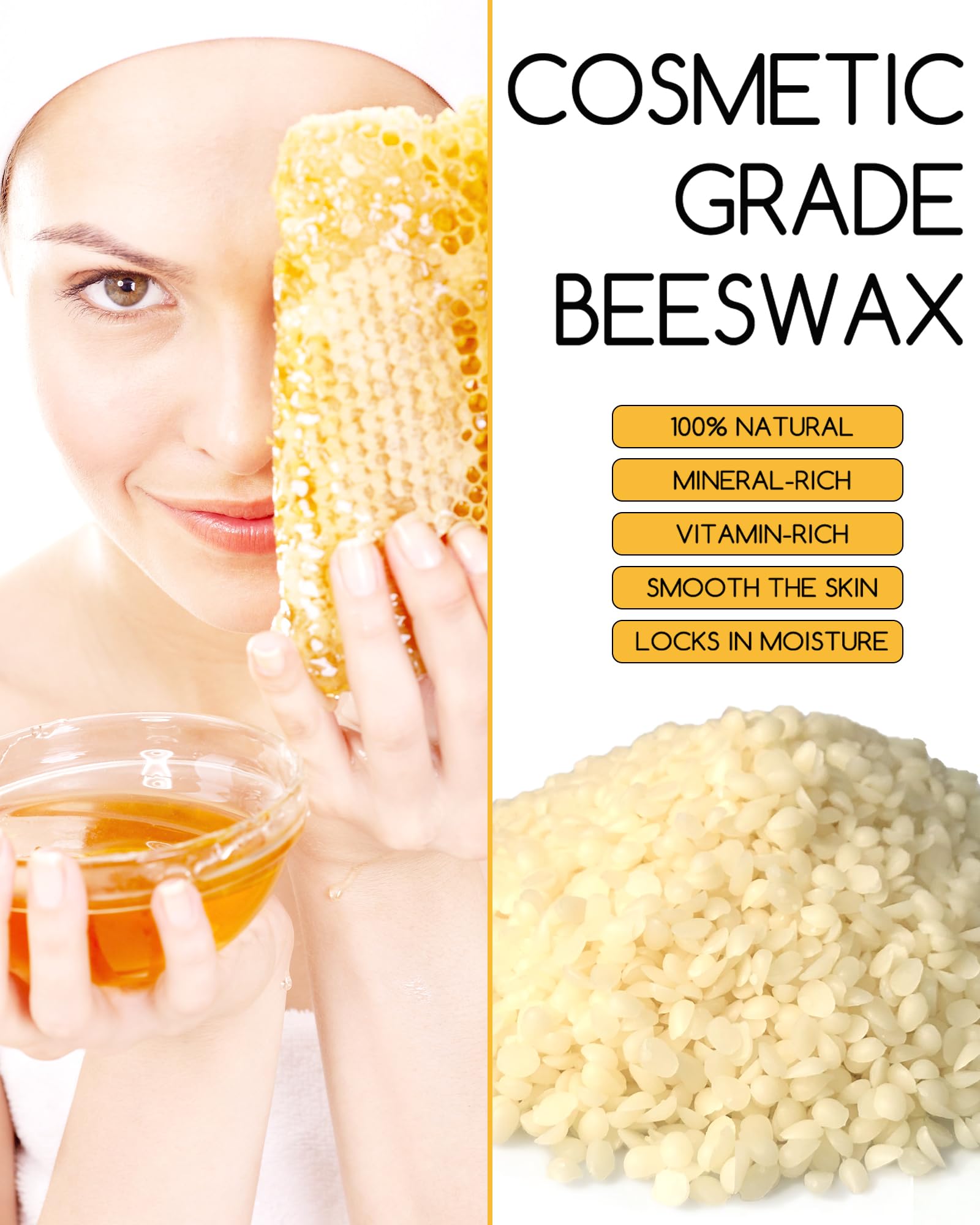 TRINIDa Pellets de cera de abeja de 5,5 kg, cera de abeja blanca para velas de bricolaje, cera de abeja para hacer velas, piel, cuerpo, cara y cuidado del cabello, lociones, cremas de bricolaje,
