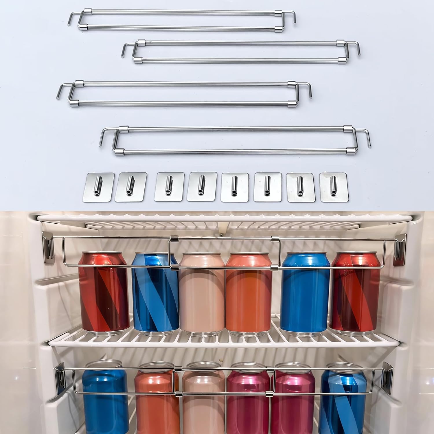 Safoner RV Secure Adjustable Bars | 12.5-22.3" Stainless Steel Rods | Food & Drink Stabilizers for RV Refrigerator | Prevents Spills & Mess | RV & Camper Accessories (4 Pack)