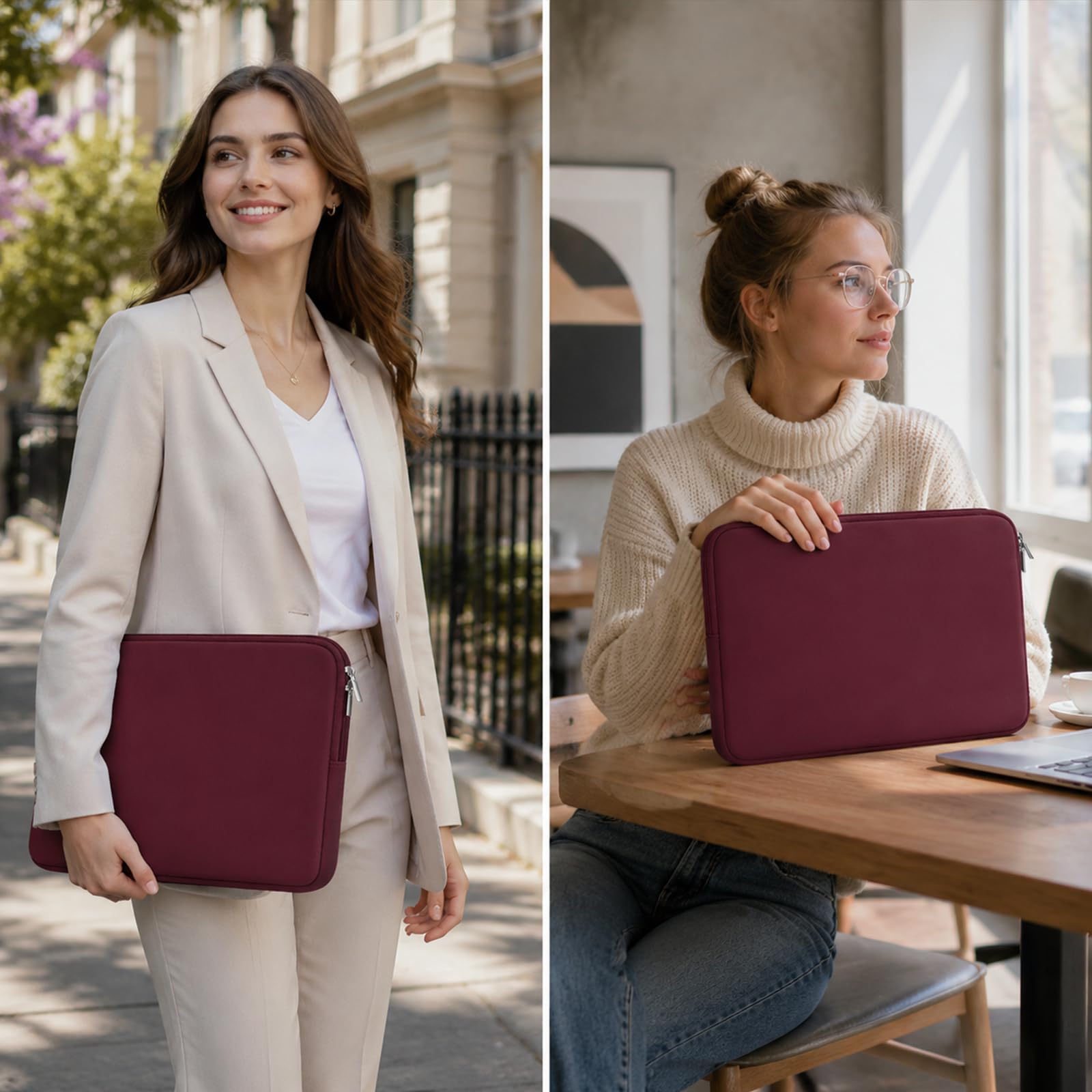 RAINYEAR Custodia protettiva per laptop da 14 pollici con fodera morbida e imbottitura, compatibile con Notebook e Chromebook da 14 pollici, MacBook Air da 15 pollici M2 M3 M4 M5, Rosso