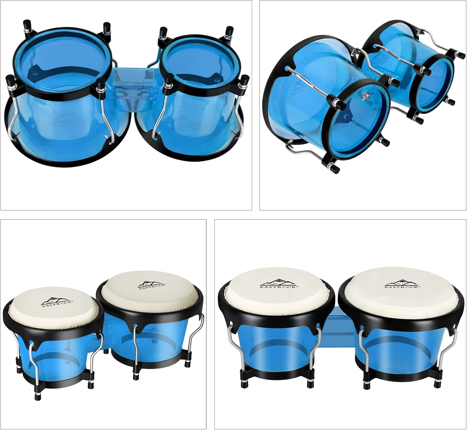 EastRock Transparent Bongo Drums Set with Tuning Djibouti Ubuy