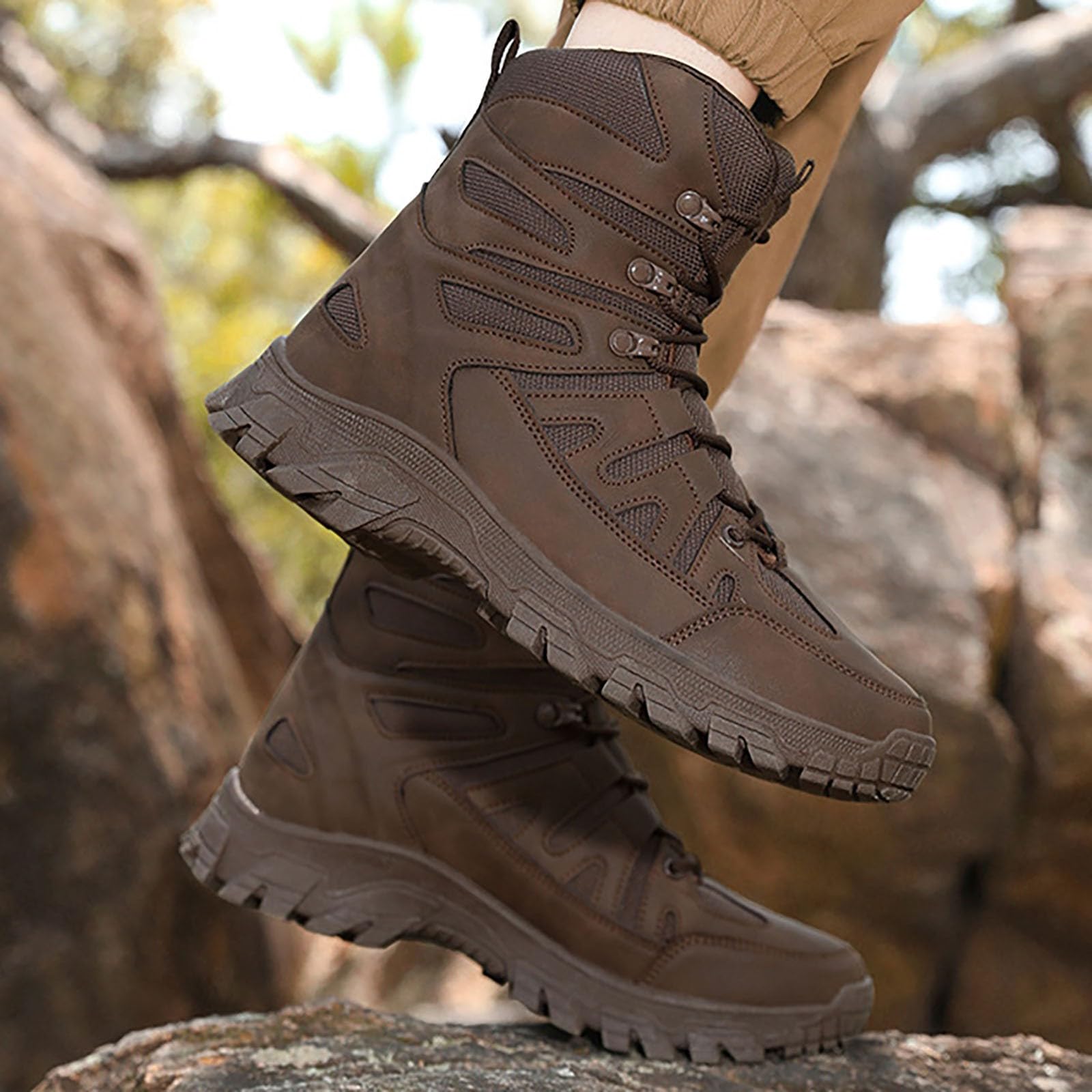 Stivali da trekking da uomo in pelle impermeabili ortopedici Chelsea stivali traspiranti all'aperto scarpe da passeggio antiscivolo stivali da moto stivali casual per campeggio trekking