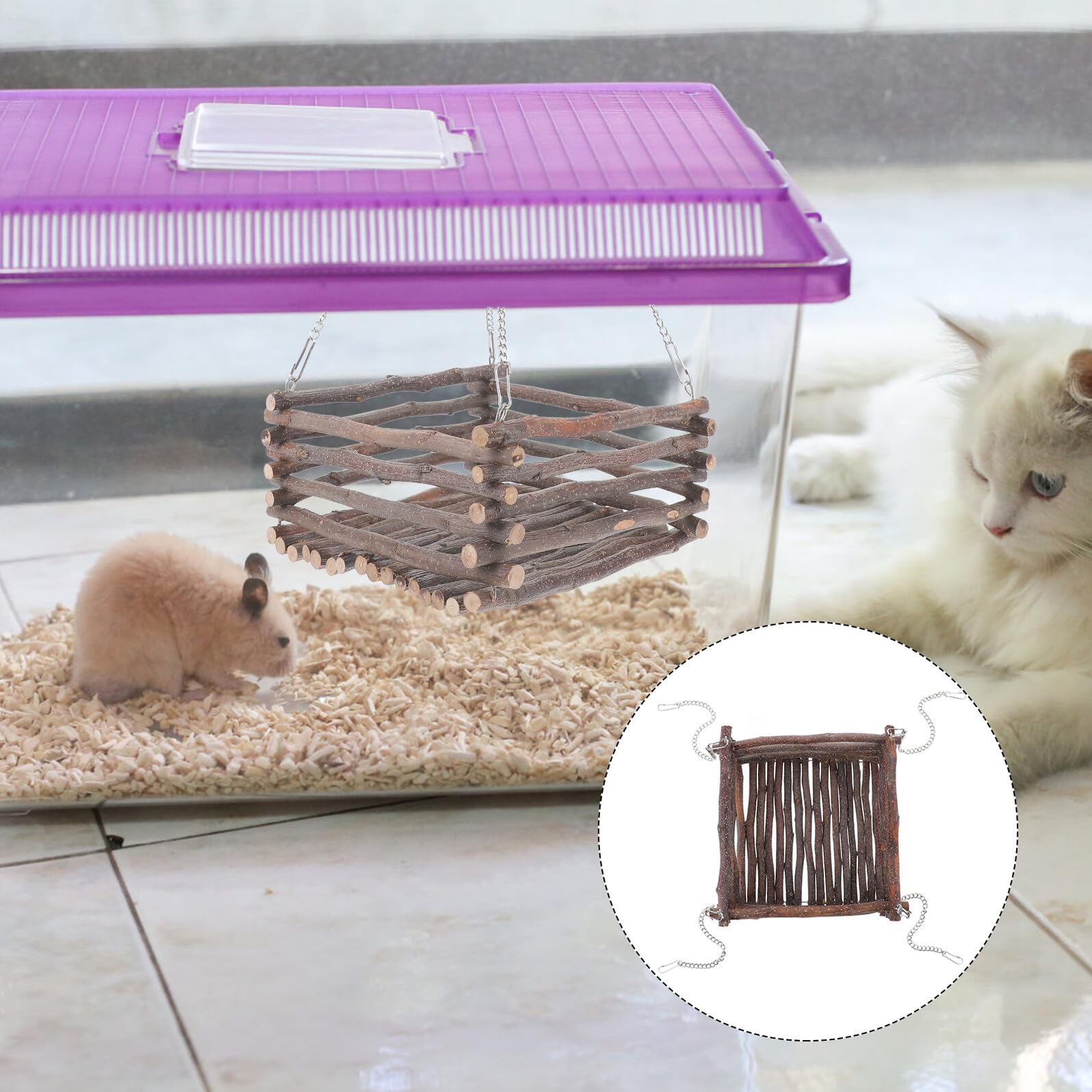 Haustierhängematte Braun Natürlich Atmungsaktiv und Stabil Hängematte als Schlafplatz und Spielzeug für Hamster und Kaninchen