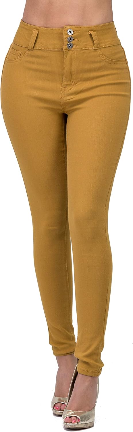 FASHION-LAND Flaco flaco de cintura alta Pantalones de jeans rotos angustiados Verano