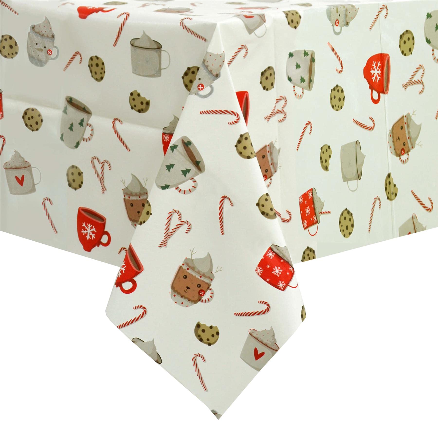 Mr Crimbo Wipe Clean PVC Vinyl Christmas Tablecloth Dining Xmas Cover 140x240cm Candy Canes