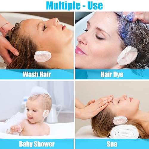 Miniatura 7 de 100 fundas desechables para los oídos para la ducha, de plástico transparente e impermeable, protectores de oídos, cubiertas para los oídos para