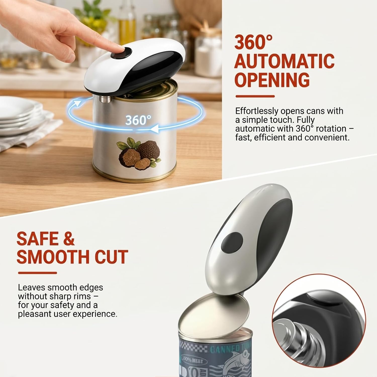 Automatic Electric Can Opener Kit with Bottle Opener and Jar Opener