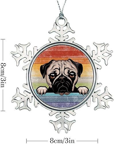 Miniatura 32 de Presa Canario Tree Decoration Ornament - Christmas Snowflake Ornament - Dog Lover Mom Gift Peeking Dog Snowflake Metal Ornaments for Xmas Tree LGBTQ