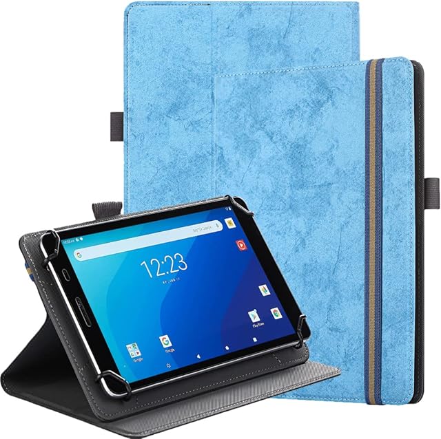 SINSO Universal Case for 7-8 Inch Tablet, Stand Folio Case Cover for All 7-8 Inch Tablet (Samsung Tab, iPad Mini, Fire 7-8,Lenovo Tab E7 7",Huawei MediaPad M5 Lite 8" & Other 7-8" Tablets), Sky Blue