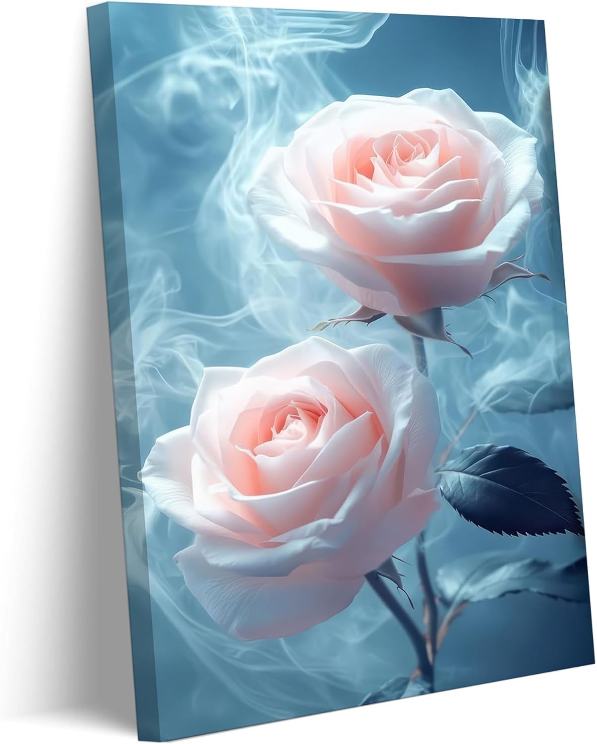 Pink Rose Canvas Wall Art Abstract Smoke Rose Picture Wall Decor Modern Flower Poster Print Printing For Living Room Bedroom Bathroom Decoration Ready To Hang