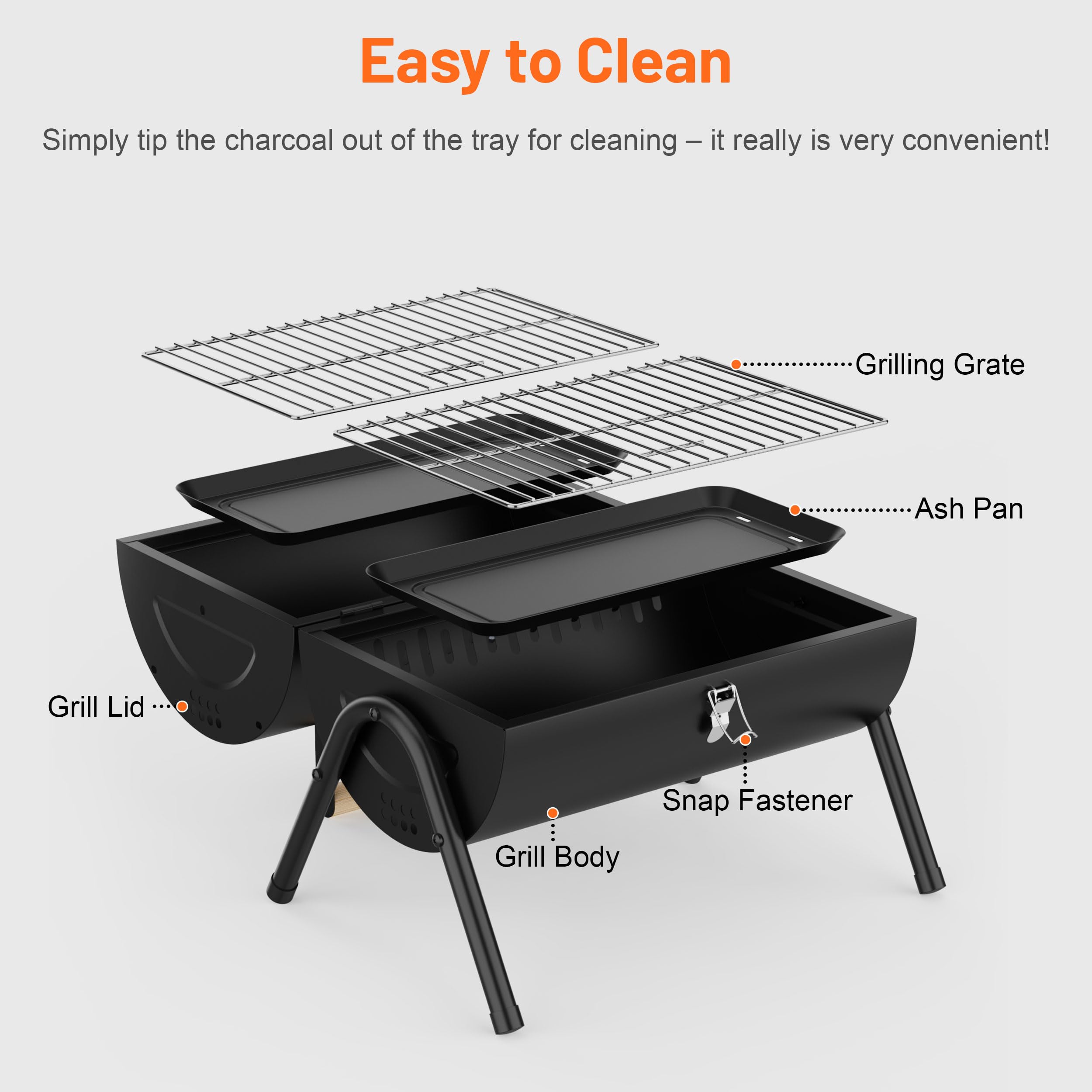 Barbecue portatile a carbonella – Piccolo barbecue da campeggio con griglia 2 in 1, griglia regolabile, compatta e leggera, per barbecue all'aperto, campeggio, picnic, cortile, spiaggia