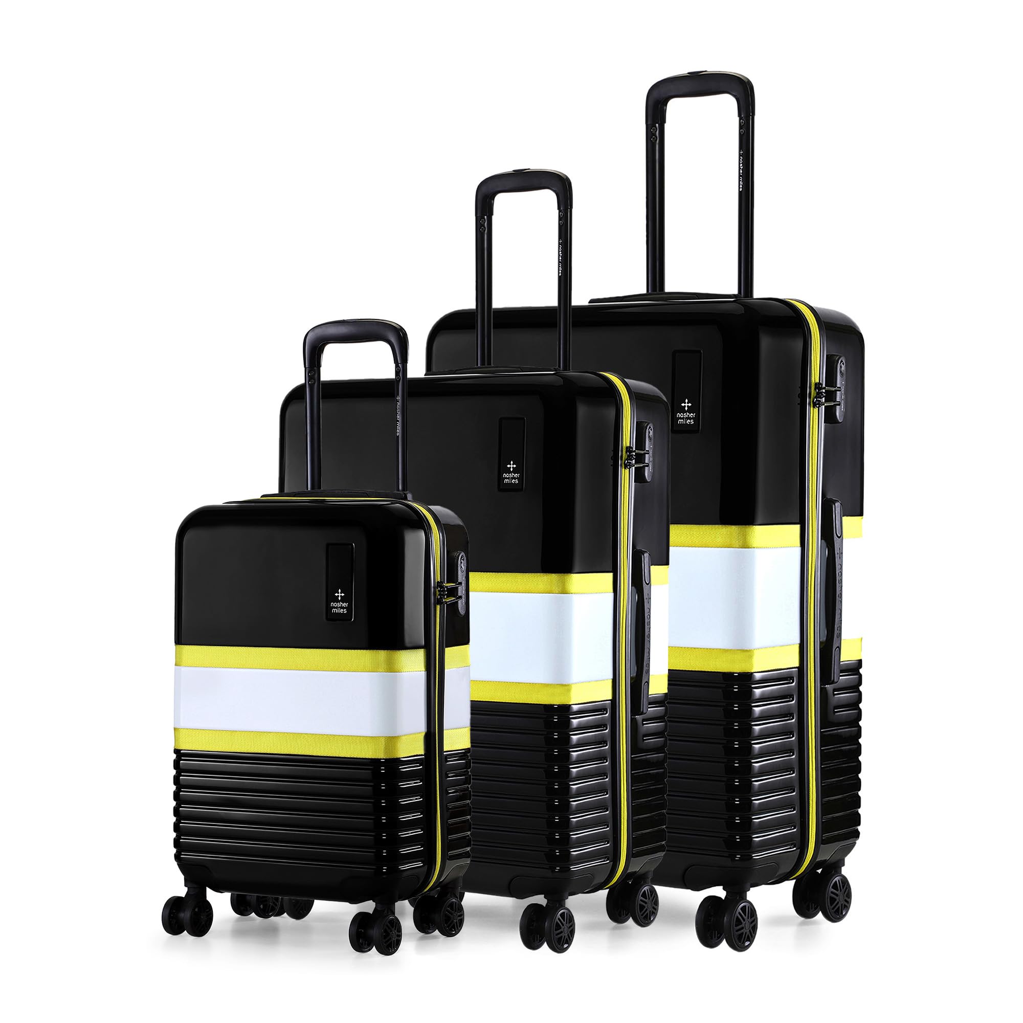 nasher miles Mexico Hard-Sided Polycarbonate Luggage Set of 3 Black and Grey Trolley Bags (55, 65 & 75 cm)-picture-13