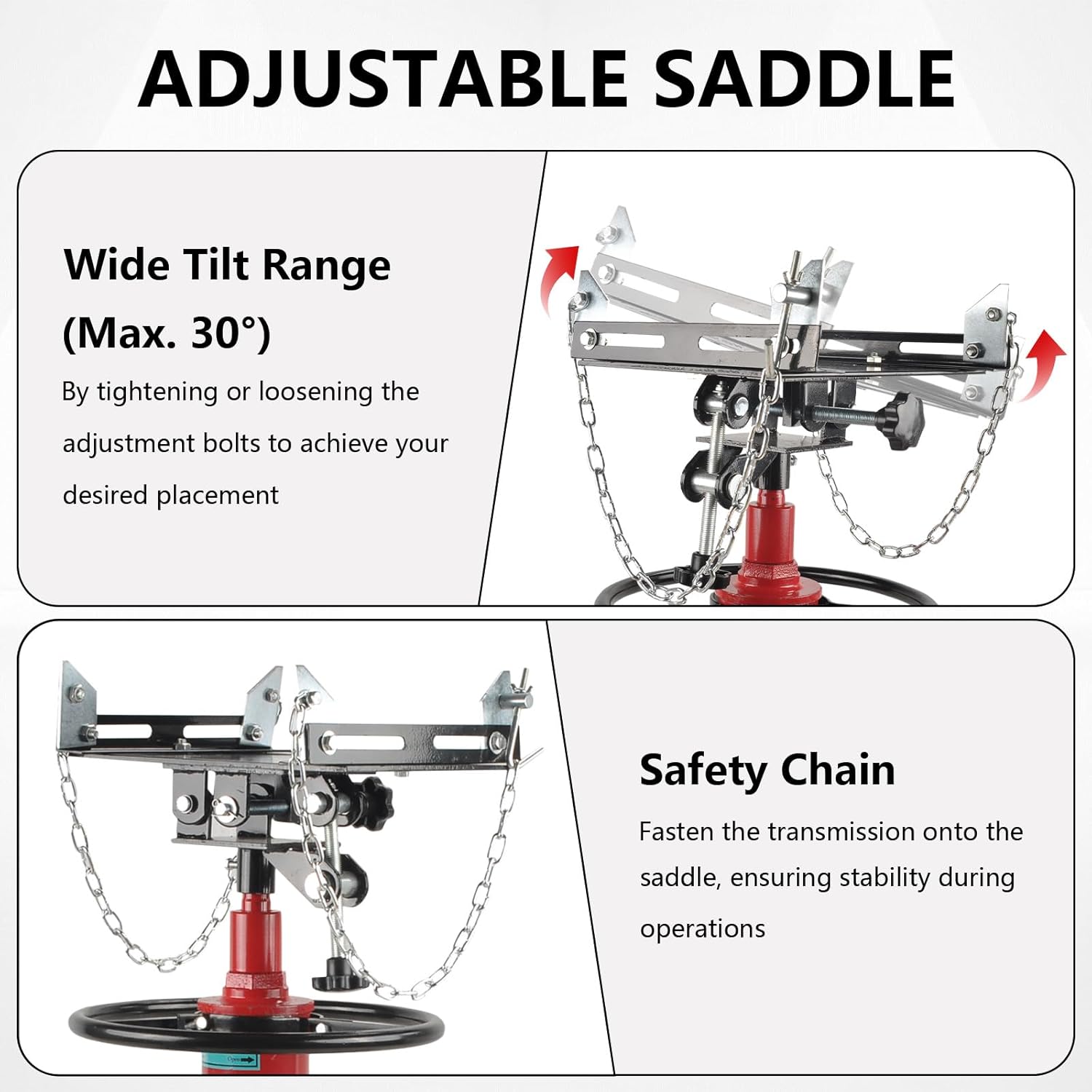 Transmission Jack, 1600 lbs/0.75 Ton Hydraulic Transmission Floor Jack with 360°Swivel Wheels & Foot Pedal 2 Stage Adjustable Telescoping 34" - 70" Lifting Range for Car Lift Hoist