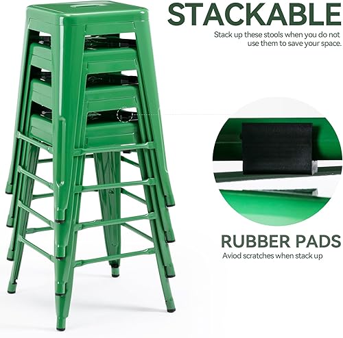 Miniatura 59 de Vogue Furniture Direct Taburetes de bar de metal de 24 pulgadas, taburetes de bar de altura de mostrador, taburetes apilables para interiores y