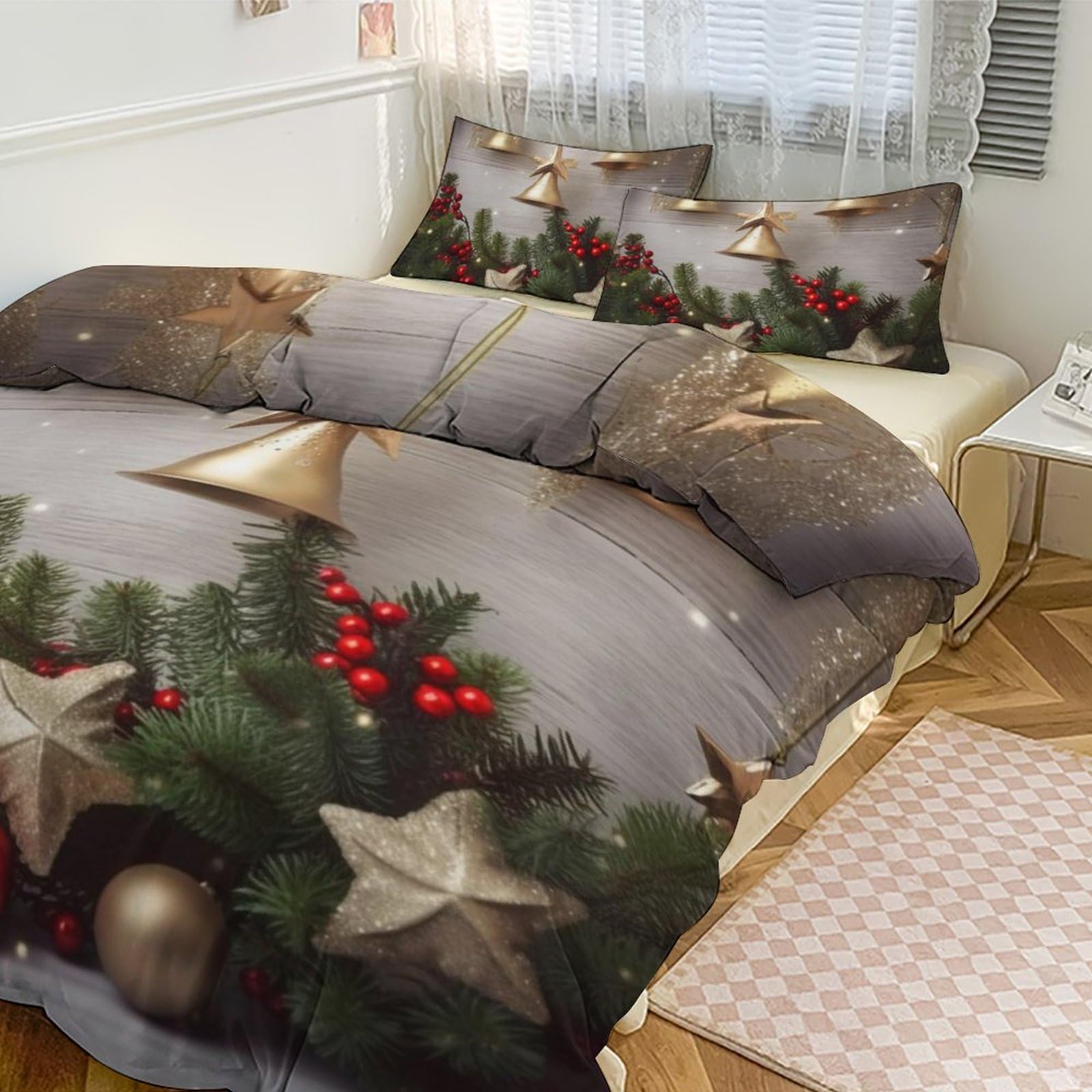 Housse de couette Noël pour lit double créez une ambiance de chalet d'hiver chaleureuse