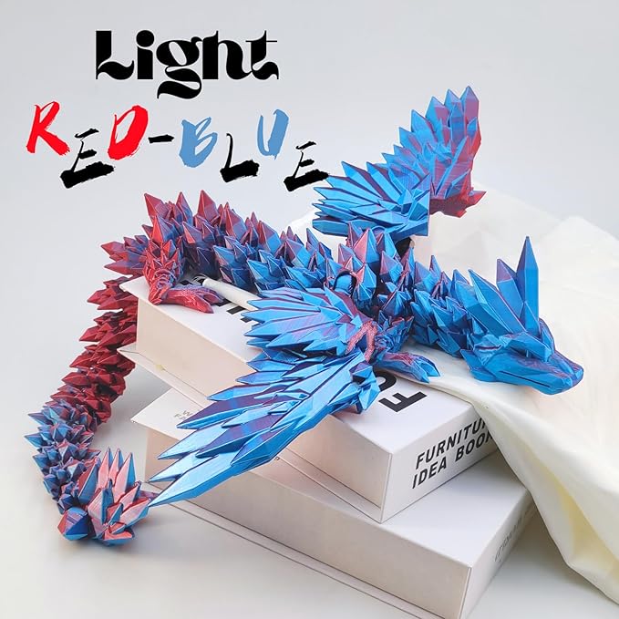 Dragón Impreso 3D 18 Pulgadas Flexible con Alas Multicolor miniatura 8