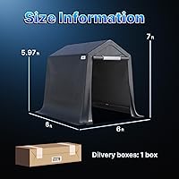 Vista 5 de ADVANCE OUTDOOR Refugio de almacenamiento de 6 x 6 pies para exteriores, cobertizo portátil con 2 puertas enrollables con cremallera y rejillas