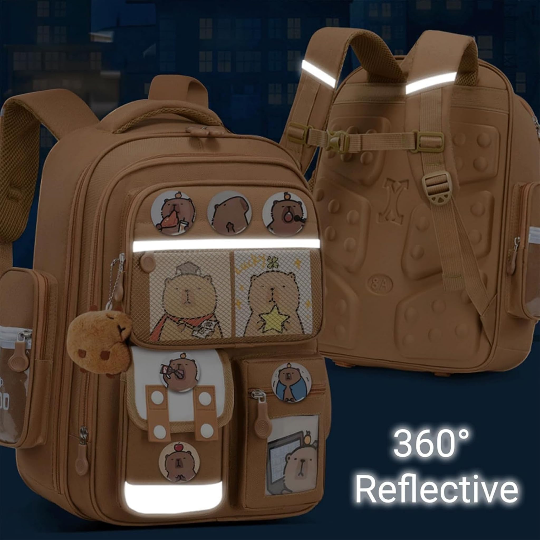 Zaino Capibara Kawaii,Set Di Zaino Scolastico In Tessuto Oxford, Include Astuccio E Borsa Portapranzo – Articoli Per Studenti