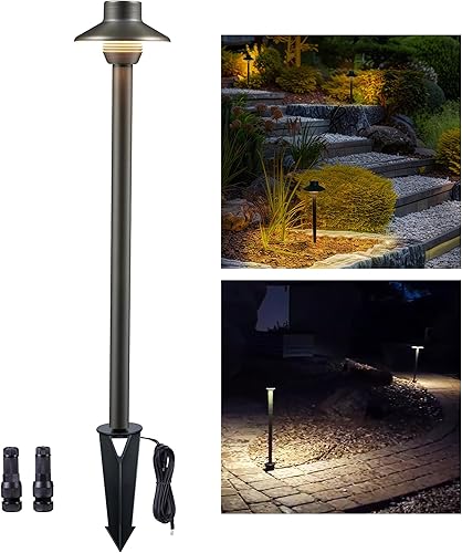 Miniatura 1 de Gardenreet Luces de camino de bajo voltaje de latón, luces LED de camino de paisaje para exteriores de 12 V (mini) para pasarela, entrada, jardín,