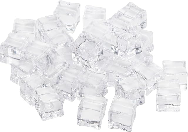 Belle Vous Faux Clear Glacons (zestaw 100 sztuk) - 19 mm plastikowy pojemnik wielokrotnego użytku - dom, ślub, wypełnienie wazonu, środek stołu, akcesoria fotograficzne i kuchenne
