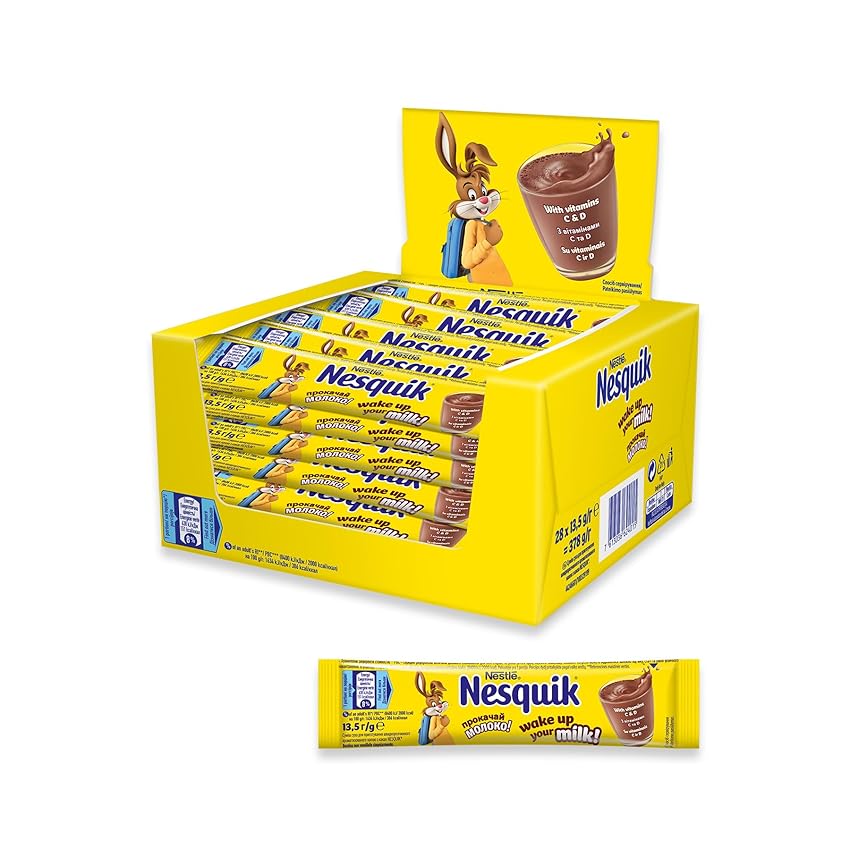 Immagine del prodotto NESQUIK Preparato Solubile per Bevanda a base di Cacao Magro, 28 bustine da 13.5 g (378 g)