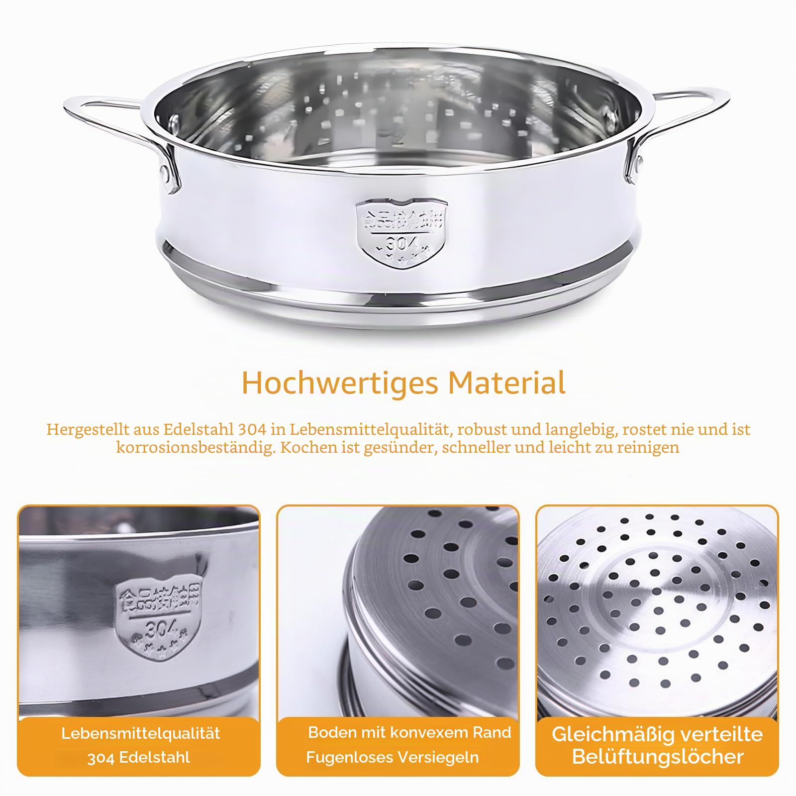 Kleiner Dampfgarer,Edelstahl Dampfgarer DäMpfeinsatz füR KochtöPfe,Topf-Dampfeinsatz,Dampfgitter,Innendurchmesser 20 Cm,Gebildet Vom Nahrungsmittelgrad 304 Edelstahl, Olid und Haltbares Gemacht