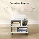 WOLTU ASK06ws Printer Table with Wheels, Mobile Printer Stand, Printer Holder, Printer Trolley on Wheels, Office Container Rollable, File Trolley, with 3 Compartments, for Office Study, 40 x 35 x 30 - 5