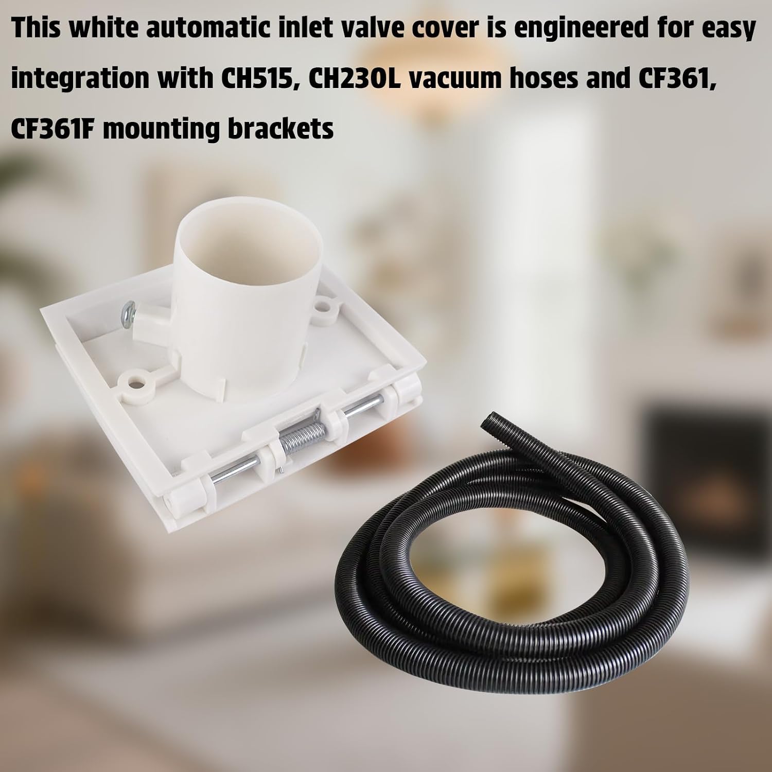 360W Central Vacuum Wall Inlet Valve Plate Cover Fit for NuTone Broan | Automatic Inlet Valve Cover, Compatible with CH515 CH230L Hoses, Compatible with CF361 CF361F Mounting Bracket