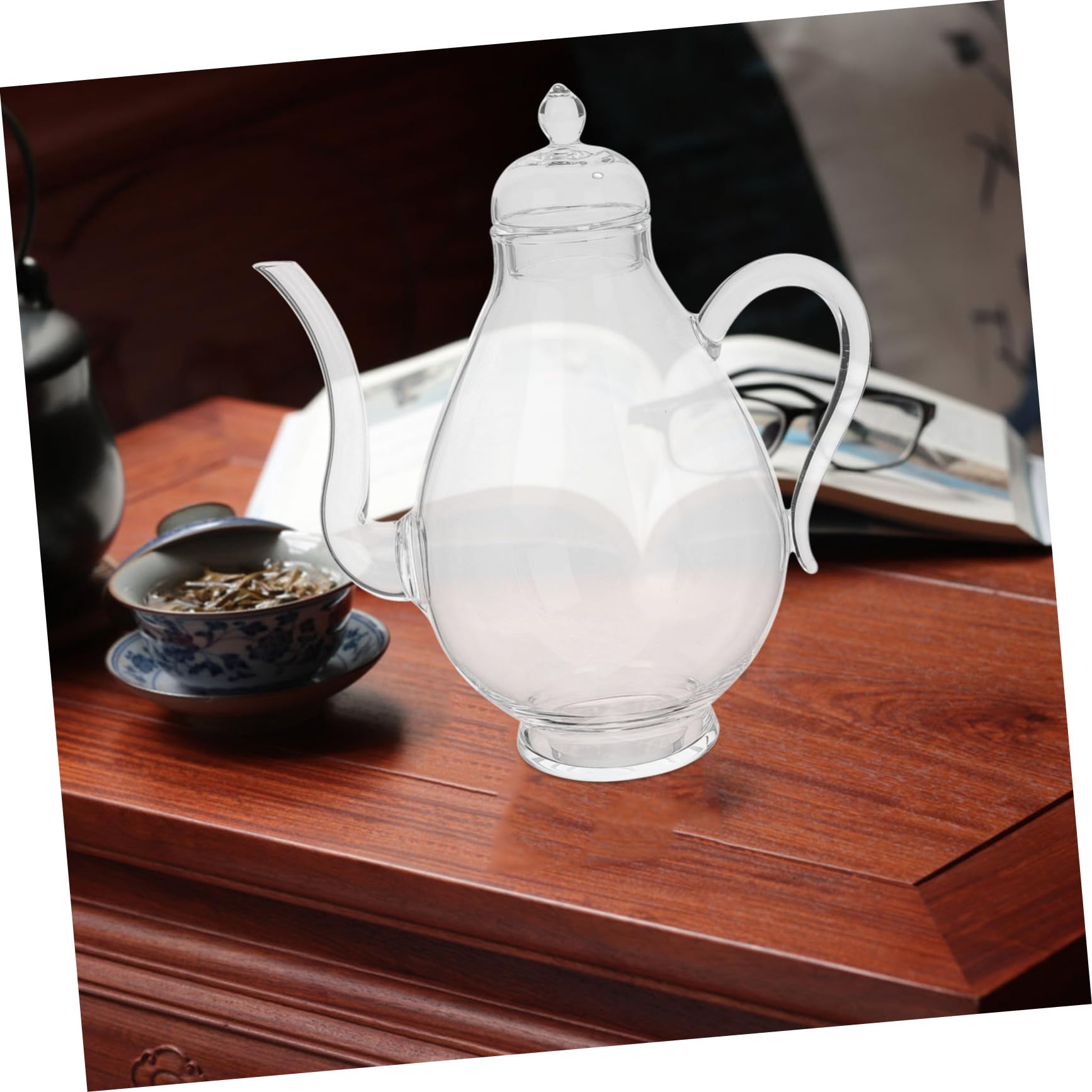 POPETPOP Tetera De Vidrio Vintage Con Infusor Extraíble De Tetera Transparente Para Infusiones De Té Suelto Apta Para Cocina De Inducción y Microondas