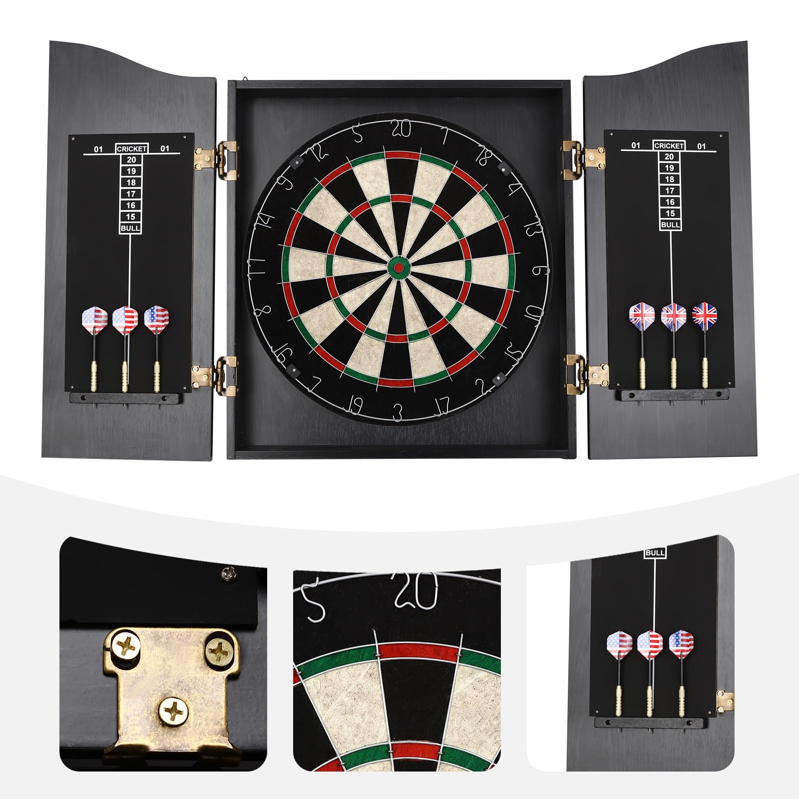 Dodoam Dartboard, Classic Dartboard Cabinet, Dart Boards Set for Homes, Bedrooms, Bars, Clubs, Offices(Black)