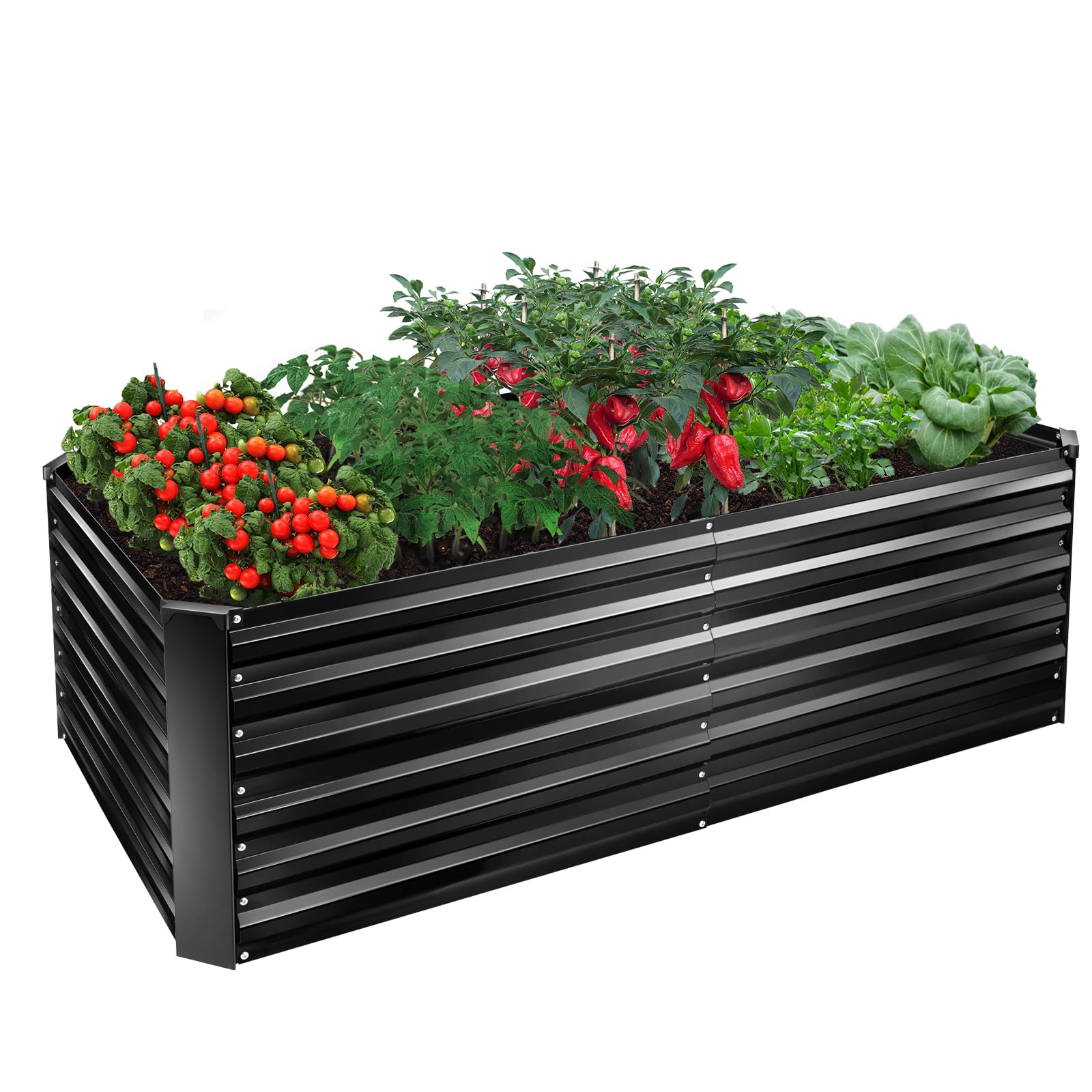 EDOSTORY Metal Raised Bed Garden Bed Kit, 6x3x2ft Tall Galvanized Planter Raised Garden Boxes Outdoor, Large Metal Raised Garden Beds for Flowers, Vegetables, Herbs