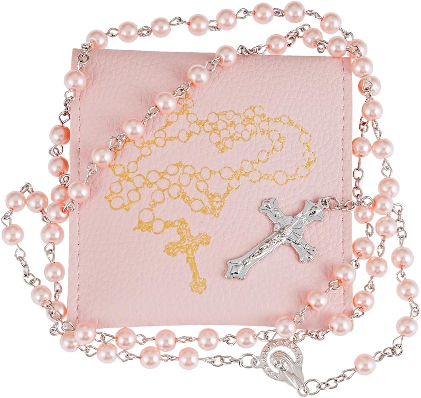 Rosary Beads Catholic, Rosary Necklace with Leather Pouch, Prayer Beads Christian Gifts for Women Catholic Gifts