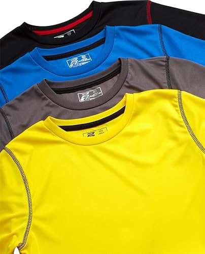 Miniatura 2 de Pro Athlete Camisas atléticas para niños, paquete de 4 camisetas de ajuste seco ligeras de rendimiento para niños Dri Fit (tallas 5-16)