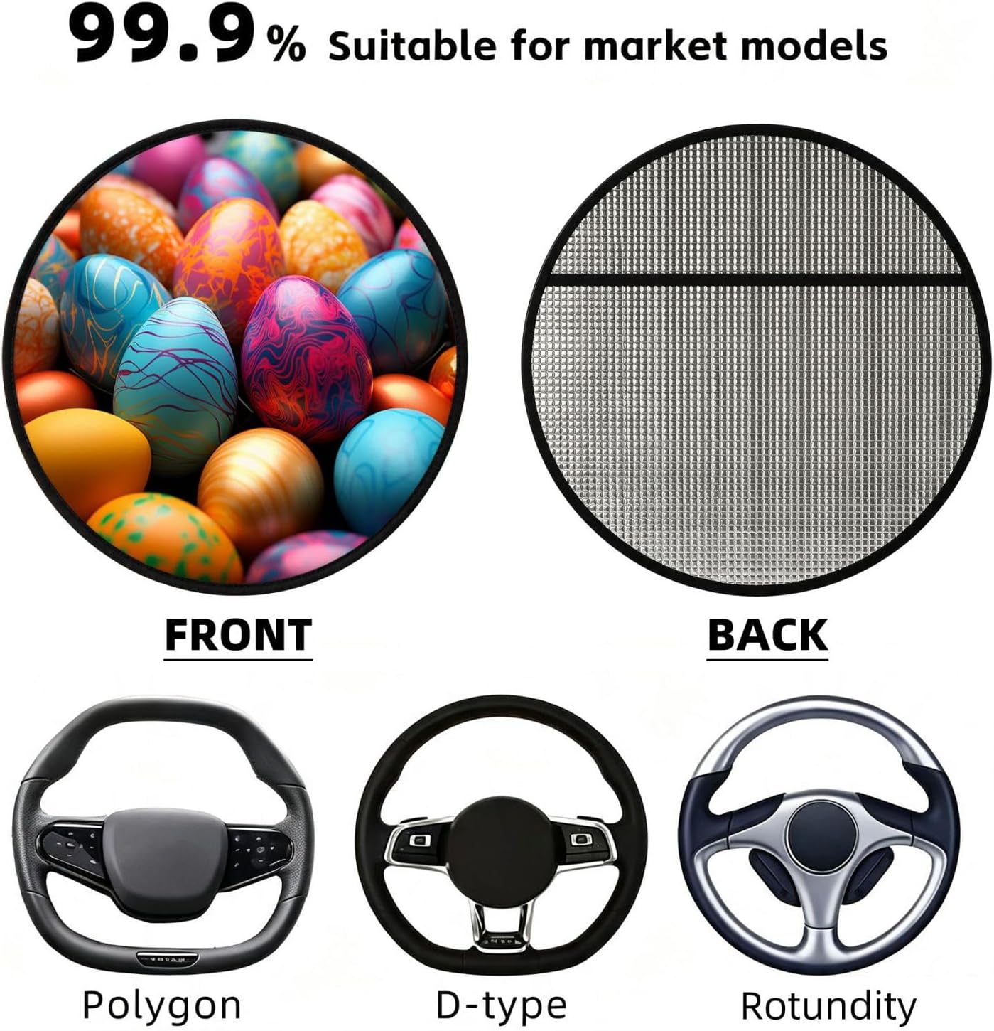 Car Steering Wheel Sunshade Cover Universal Block Uv Anti Heat Wheel Cover image 3
