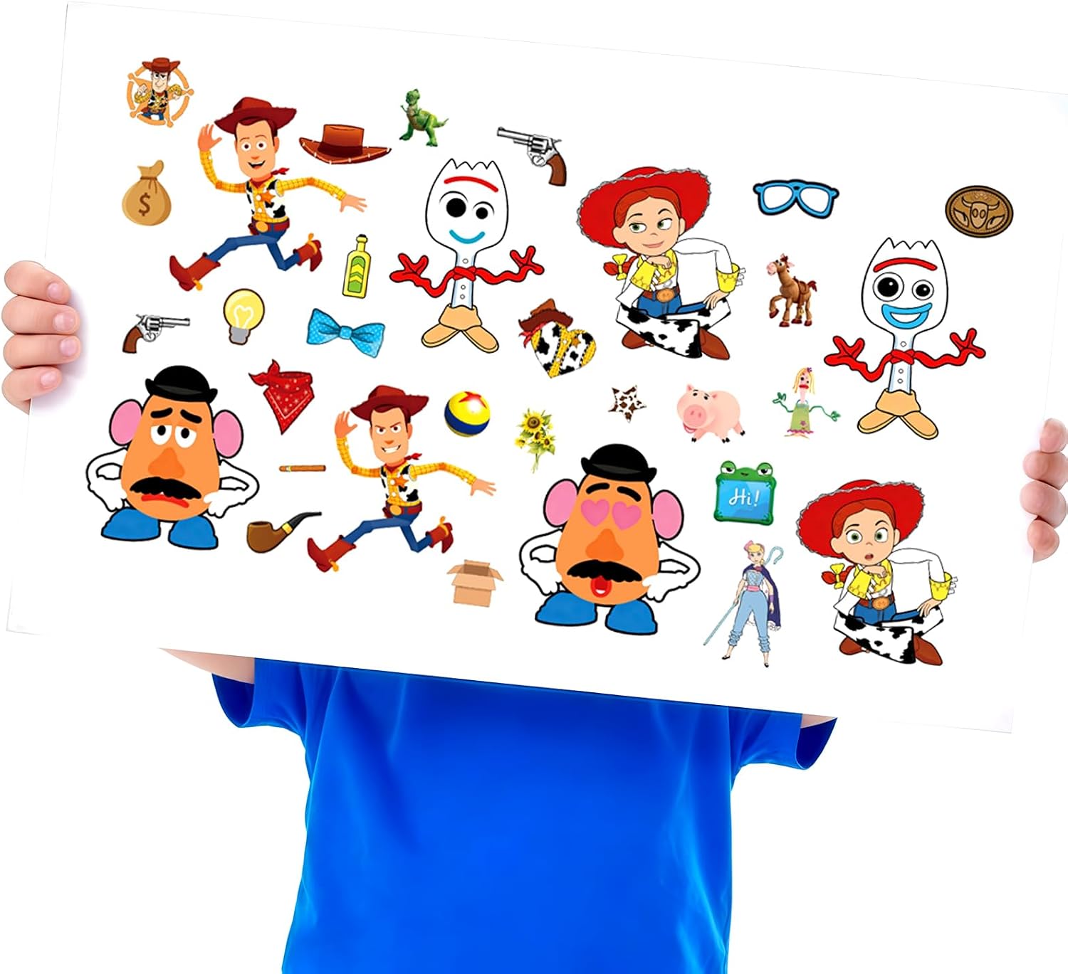 24pcs Make a face Toy Story Stickers,Make Your Own Stickers,Mixed & Matched with 8 Designed Characters(3 of Each) for Party Favors Supplies, Reward, Decor,Gift Idea