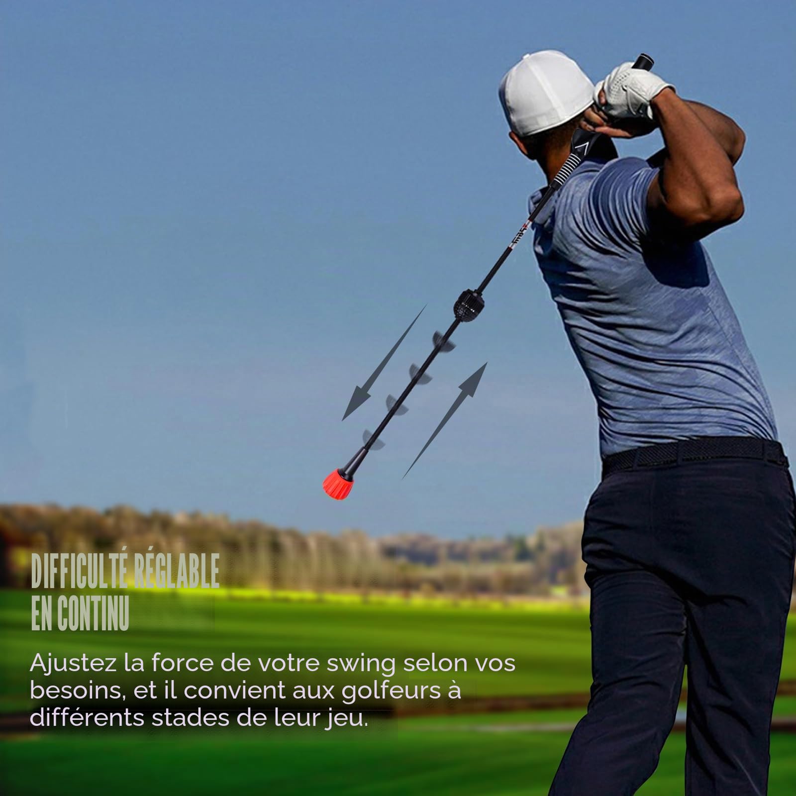 PGM Aide au swing de golf – Aide à l'entraînement au swing de golf – Bâton d'échauffement pour la force, la flexibilité et l'entraînement au tempo – Convient pour la pratique de l'écaillage, des