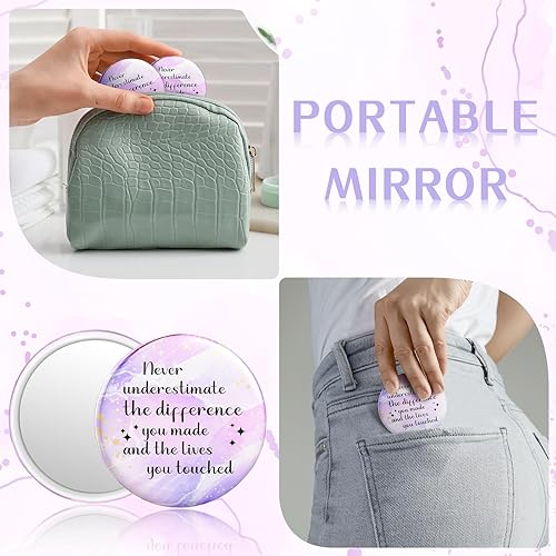Miniatura 4 de Tradder 48 piezas de espejo compacto inspirador de 2.76 pulgadas, regalo de agradecimiento a los empleados de quinceañera, regalo redondo de
